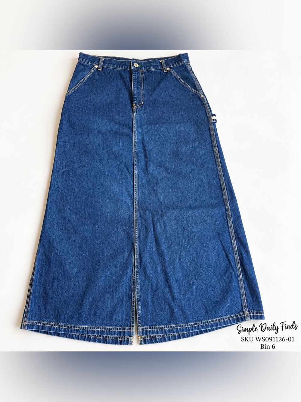 Vintage Y2K Tommy Jeans Denim Maxi Skirt 11 Carpenter Utility 100% Cotton